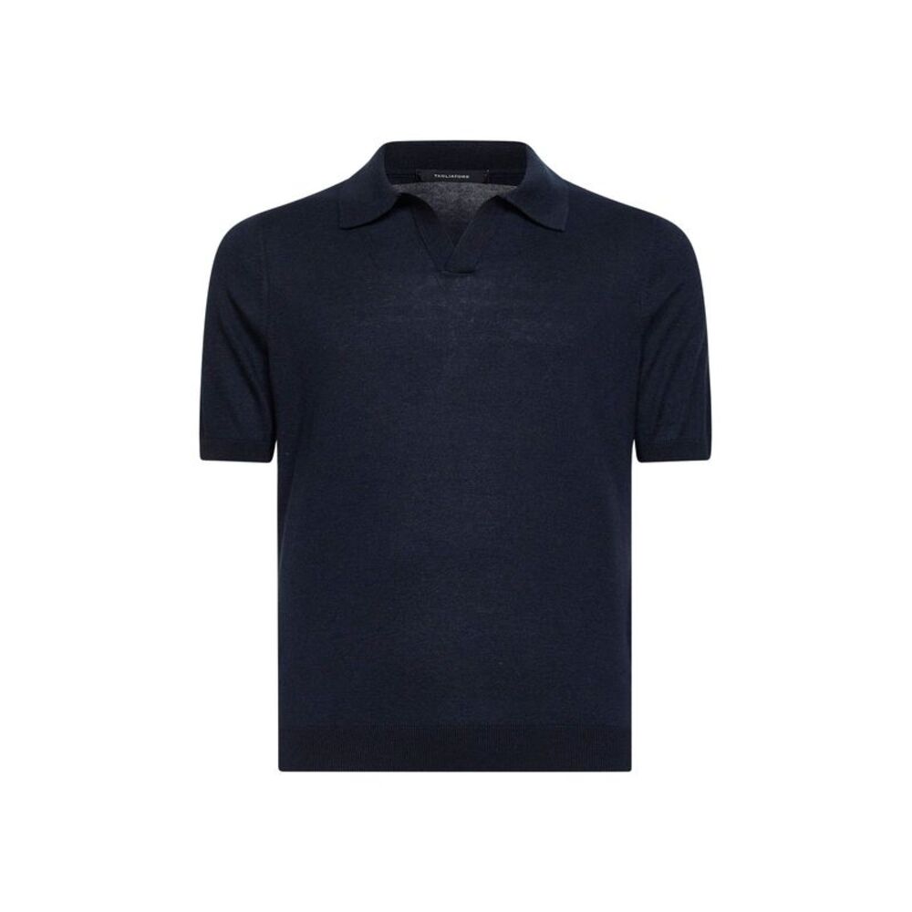 Tagliatore Men Blue Silk Knit Polo Shirt
